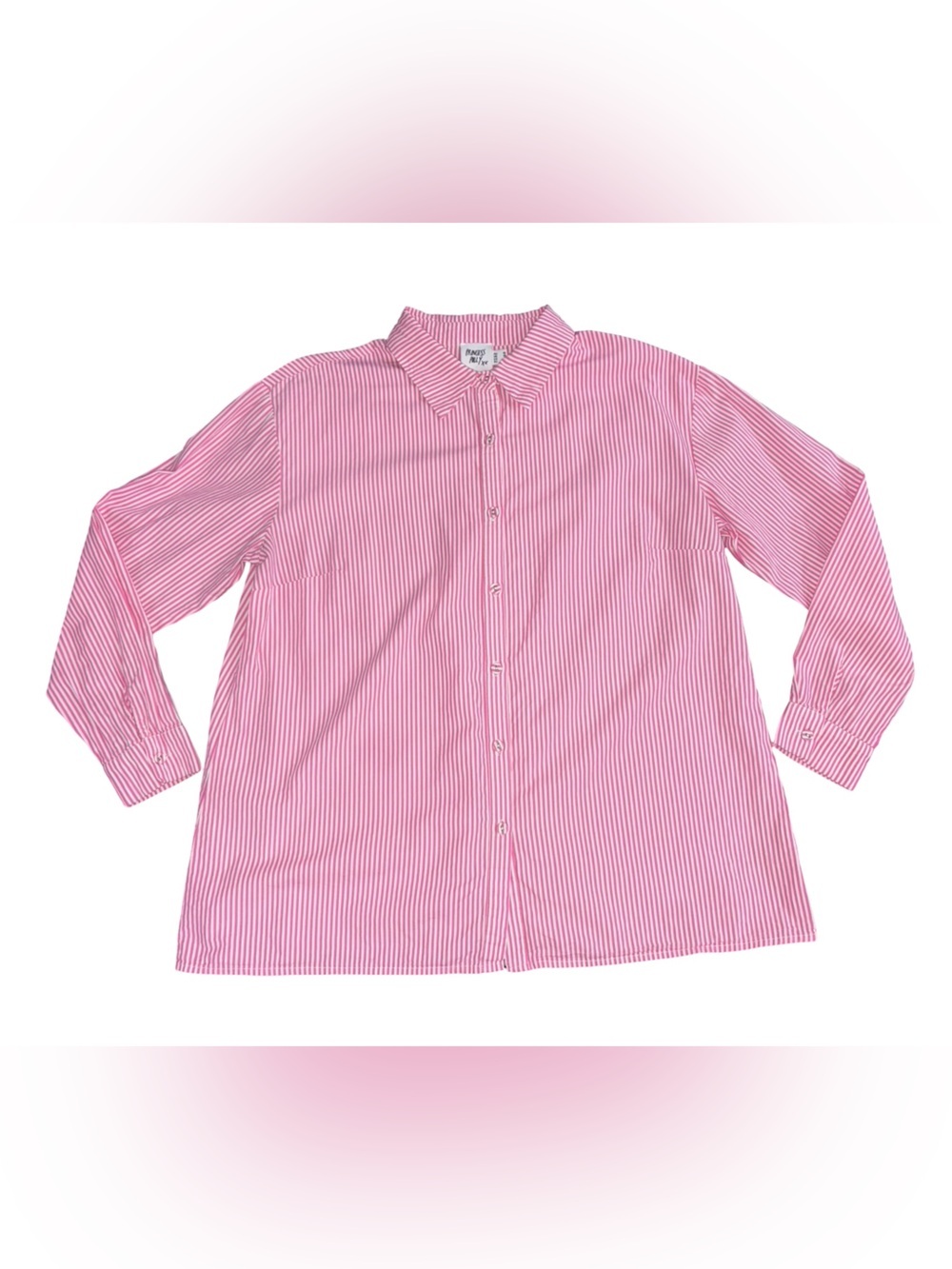 Princess Polly Pink Stripe Organic Cotton Button Down Shirt Cover Up Size 6 - Picture 2 of 8